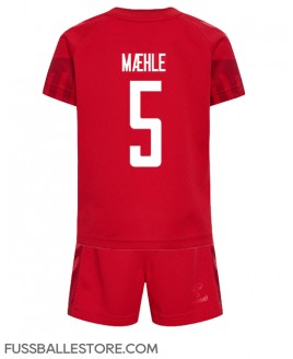 Günstige Dänemark Joakim Maehle #5 Heimtrikotsatz Kinder WM 2022 Kurzarm (+ Kurze Hosen)